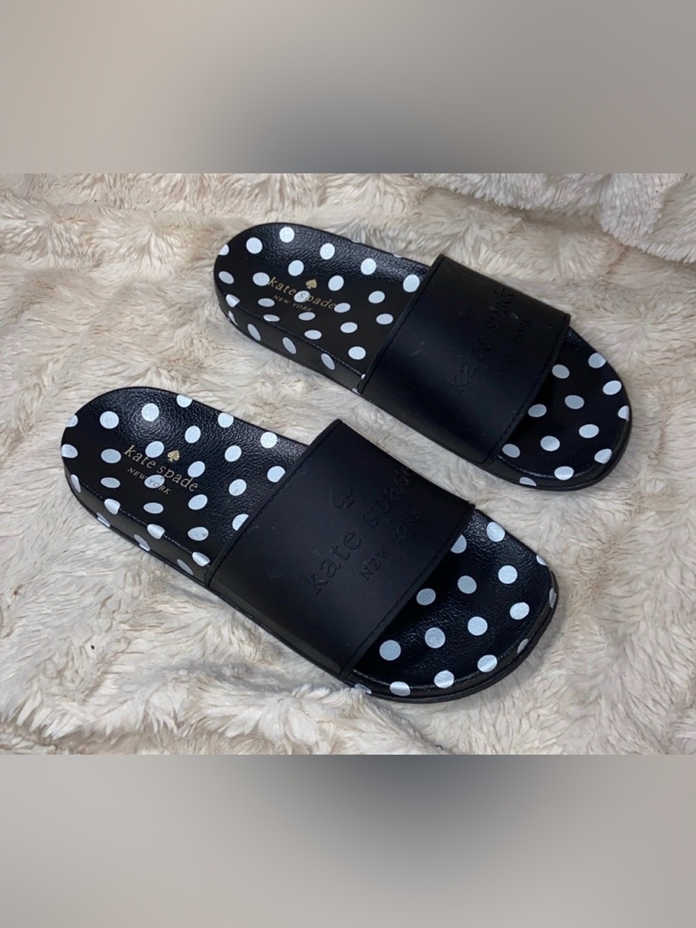 Rare EUC Kate Spade slides sunny polka dot sandals